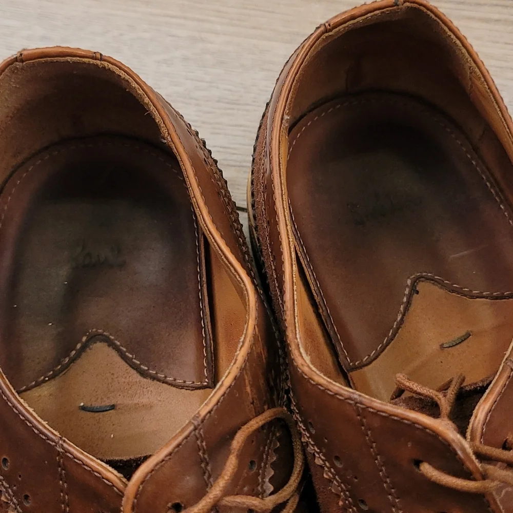PAUL SMITH Italy‎ Brown Leather Suede Sz 10 Long Wing Tip Mens Dress Shoes